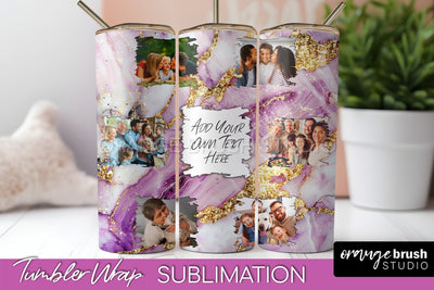 Photo Tumbler Wrap, Marble Family Frame Tumbler Sublimation Sublimation OrangeBrushStudio 