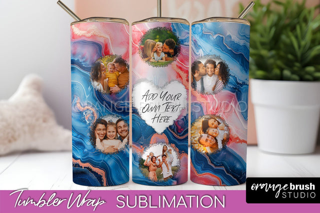 Photo Tumbler Wrap, Marble Family Frame Tumbler Sublimation Sublimation OrangeBrushStudio 