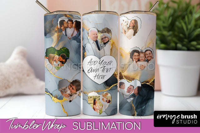Photo Tumbler Wrap, Marble Family Frame Tumbler Sublimation Sublimation OrangeBrushStudio 