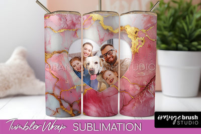 Photo Tumbler Wrap, Marble Family Frame Tumbler Sublimation Sublimation OrangeBrushStudio 