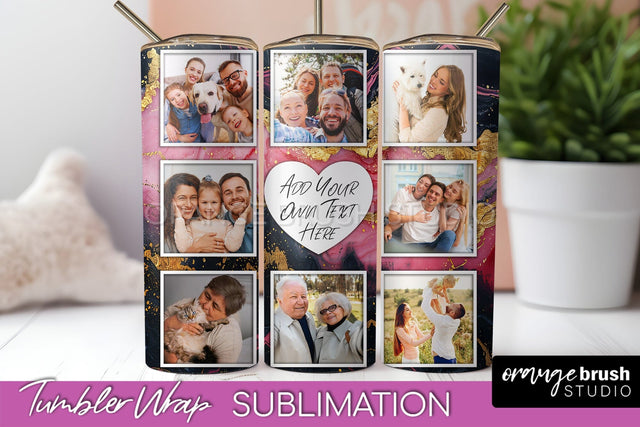 Photo Tumbler Wrap, Marble Family Frame Tumbler Sublimation Sublimation OrangeBrushStudio 
