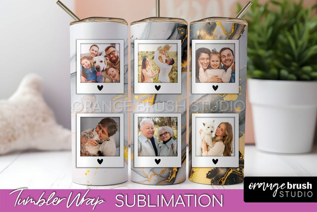 Photo Tumbler Wrap, Marble Family Frame Tumbler Sublimation Sublimation OrangeBrushStudio 