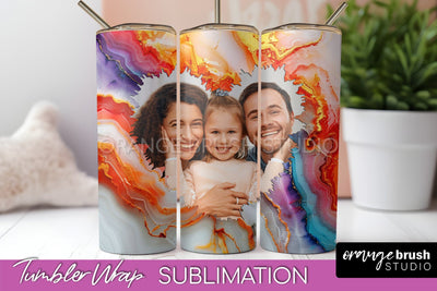 Photo Tumbler Wrap, Marble Family Frame Tumbler Sublimation Sublimation OrangeBrushStudio 