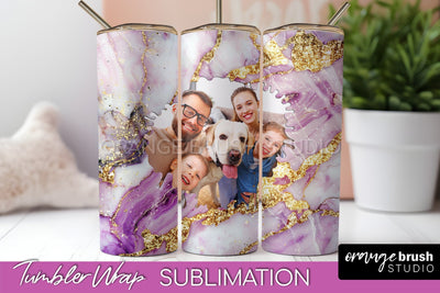 Photo Tumbler Wrap, Marble Family Frame Tumbler Sublimation Sublimation OrangeBrushStudio 