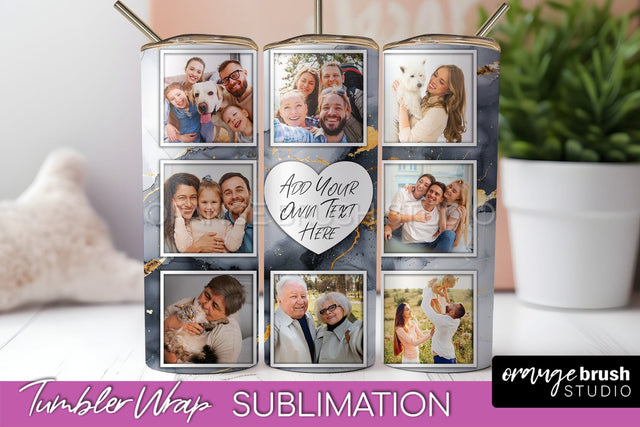 Photo Tumbler Wrap, Marble Family Frame Tumbler Sublimation Sublimation OrangeBrushStudio 