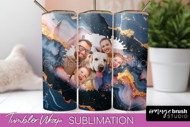Photo Tumbler Wrap, Marble Family Frame Tumbler Sublimation Sublimation OrangeBrushStudio 