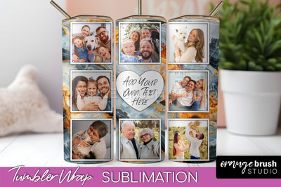 Photo Tumbler Wrap, Marble Family Frame Tumbler Sublimation Sublimation OrangeBrushStudio 