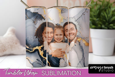 Photo Tumbler Wrap, Marble Family Frame Tumbler Sublimation Sublimation OrangeBrushStudio 