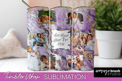 Photo Tumbler Wrap, Marble Family Frame Tumbler Sublimation Sublimation OrangeBrushStudio 