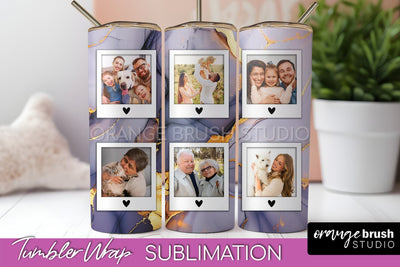 Photo Tumbler Wrap, Marble Family Frame Tumbler Sublimation Sublimation OrangeBrushStudio 