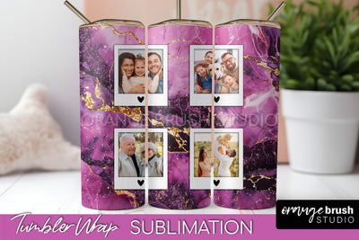 Photo Tumbler Wrap, Marble Family Frame Tumbler Sublimation Sublimation OrangeBrushStudio 