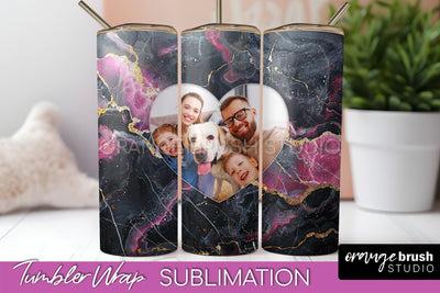 Photo Tumbler Wrap, Marble Family Frame Tumbler Sublimation Sublimation OrangeBrushStudio 