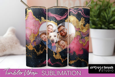Photo Tumbler Wrap, Marble Family Frame Tumbler Sublimation Sublimation OrangeBrushStudio 