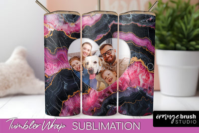 Photo Tumbler Wrap, Marble Family Frame Tumbler Sublimation Sublimation OrangeBrushStudio 