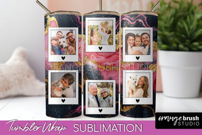 Photo Tumbler Wrap, Marble Family Frame Tumbler Sublimation Sublimation OrangeBrushStudio 