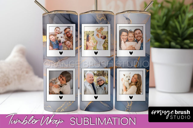 Photo Tumbler Wrap, Marble Family Frame Tumbler Sublimation Sublimation OrangeBrushStudio 