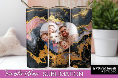 Photo Tumbler Wrap, Marble Family Frame Tumbler Sublimation Sublimation OrangeBrushStudio 