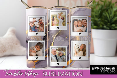 Photo Tumbler Wrap, Marble Family Frame Tumbler Sublimation Sublimation OrangeBrushStudio 