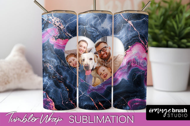 Photo Tumbler Wrap, Marble Family Frame Tumbler Sublimation Sublimation OrangeBrushStudio 