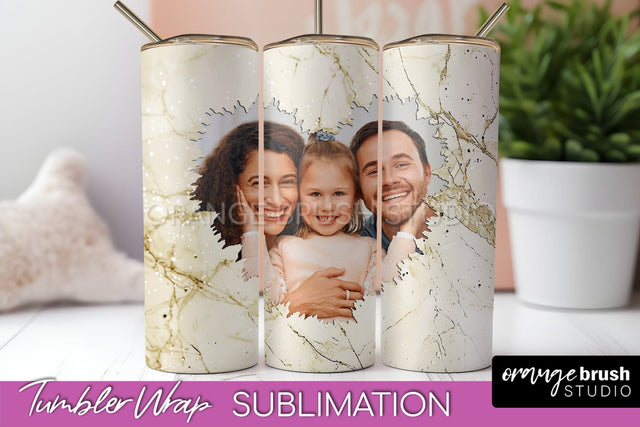 Photo Tumbler Wrap, Marble Family Frame Tumbler Sublimation Sublimation OrangeBrushStudio 