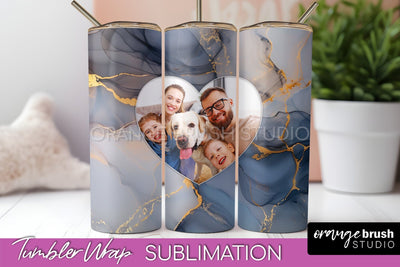 Photo Tumbler Wrap, Marble Family Frame Tumbler Sublimation Sublimation OrangeBrushStudio 