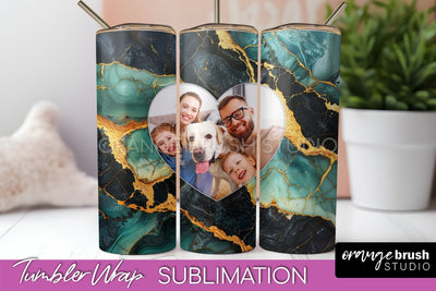 Photo Tumbler Wrap, Marble Family Frame Tumbler Sublimation Sublimation OrangeBrushStudio 