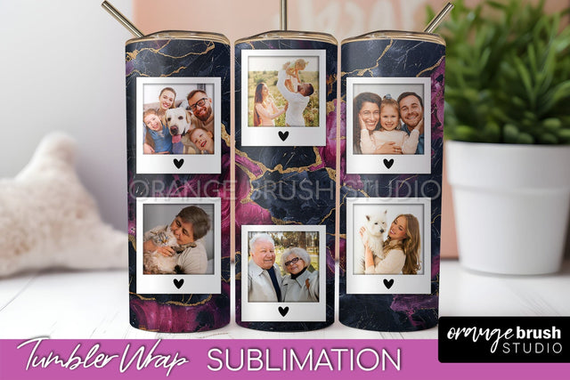 Photo Tumbler Wrap, Marble Family Frame Tumbler Sublimation Sublimation OrangeBrushStudio 