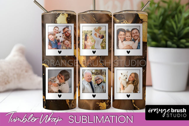 Photo Tumbler Wrap, Marble Family Frame Tumbler Sublimation Sublimation OrangeBrushStudio 