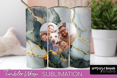 Photo Tumbler Wrap, Marble Family Frame Tumbler Sublimation Sublimation OrangeBrushStudio 