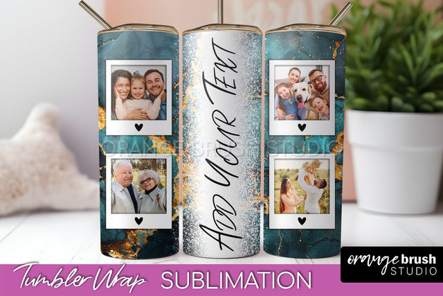 Photo Tumbler Wrap, Marble Family Frame Tumbler Sublimation Sublimation OrangeBrushStudio 