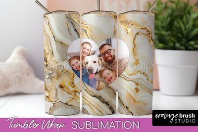 Photo Tumbler Wrap, Marble Family Frame Tumbler Sublimation Sublimation OrangeBrushStudio 