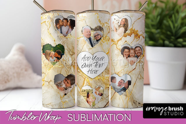 Photo Tumbler Wrap, Marble Family Frame Tumbler Sublimation Sublimation OrangeBrushStudio 