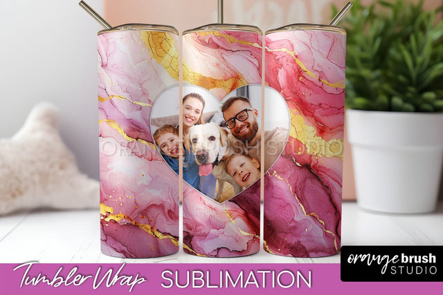 Photo Tumbler Wrap, Marble Family Frame Tumbler Sublimation Sublimation OrangeBrushStudio 
