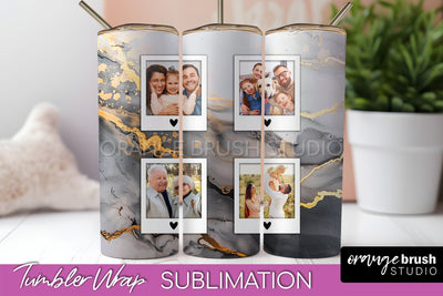 Photo Tumbler Wrap, Marble Family Frame Tumbler Sublimation Sublimation OrangeBrushStudio 