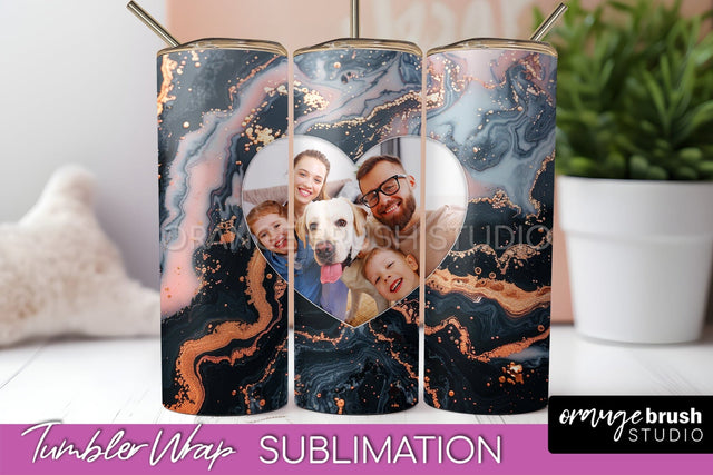 Photo Tumbler Wrap, Marble Family Frame Tumbler Sublimation Sublimation OrangeBrushStudio 
