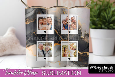 Photo Tumbler Wrap, Marble Family Frame Tumbler Sublimation Sublimation OrangeBrushStudio 