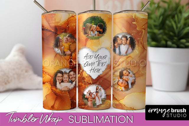 Photo Tumbler Wrap, Marble Family Frame Tumbler Sublimation Sublimation OrangeBrushStudio 