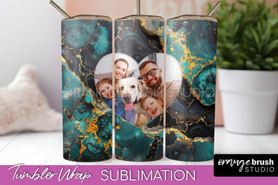 Photo Tumbler Wrap, Marble Family Frame Tumbler Sublimation Sublimation OrangeBrushStudio 