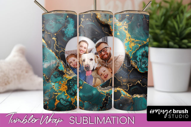 Photo Tumbler Wrap, Marble Family Frame Tumbler Sublimation Sublimation OrangeBrushStudio 