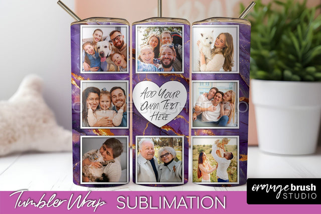 Photo Tumbler Wrap, Marble Family Frame Tumbler Sublimation Sublimation OrangeBrushStudio 