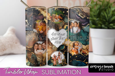 Photo Tumbler Wrap, Marble Family Frame Tumbler Sublimation Sublimation OrangeBrushStudio 