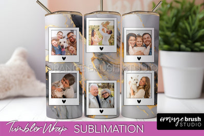 Photo Tumbler Wrap, Marble Family Frame Tumbler Sublimation Sublimation OrangeBrushStudio 