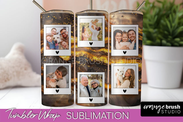 Photo Tumbler Wrap, Marble Family Frame Tumbler Sublimation Sublimation OrangeBrushStudio 