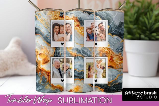 Photo Tumbler Wrap, Marble Family Frame Tumbler Sublimation Sublimation OrangeBrushStudio 