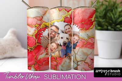 Photo Tumbler Wrap, Marble Family Frame Tumbler Sublimation Sublimation OrangeBrushStudio 