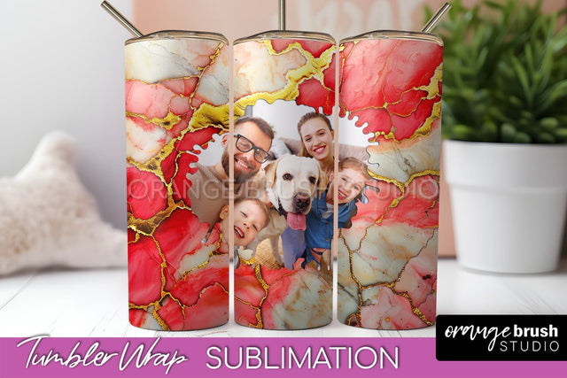Photo Tumbler Wrap, Marble Family Frame Tumbler Sublimation Sublimation OrangeBrushStudio 