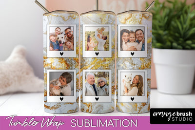 Photo Tumbler Wrap, Marble Family Frame Tumbler Sublimation Sublimation OrangeBrushStudio 