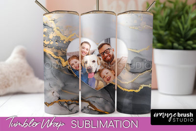 Photo Tumbler Wrap, Marble Family Frame Tumbler Sublimation Sublimation OrangeBrushStudio 