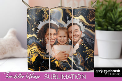 Photo Tumbler Wrap, Marble Family Frame Tumbler Sublimation Sublimation OrangeBrushStudio 