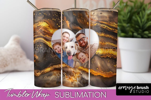 Photo Tumbler Wrap, Marble Family Frame Tumbler Sublimation Sublimation OrangeBrushStudio 